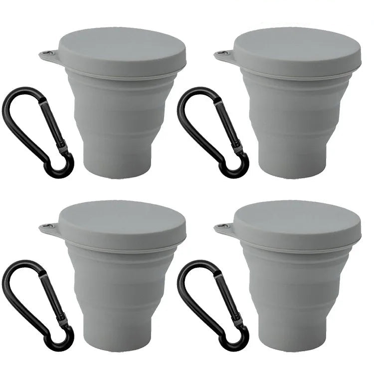 Collapsible Silicone Travel Cup with Lid & Carabiner