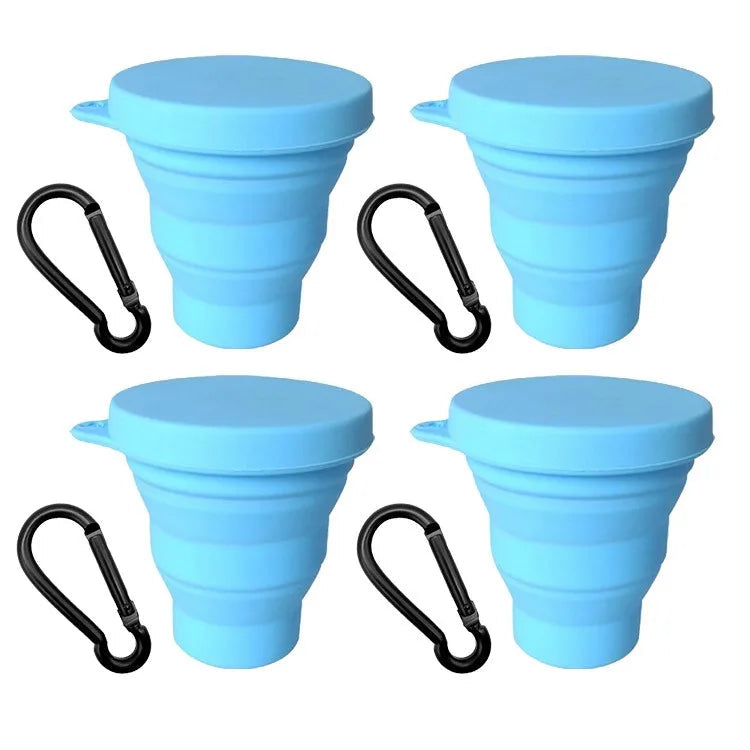 Collapsible Silicone Travel Cup with Lid & Carabiner